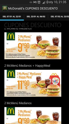 McDonald's CUPONES DESCUENTO Screenshot Image