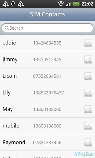 SIM Contacts Screenshot Image